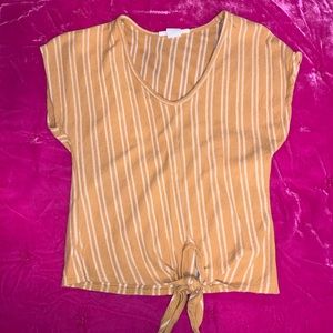 Striped, knotted, cropped tee
